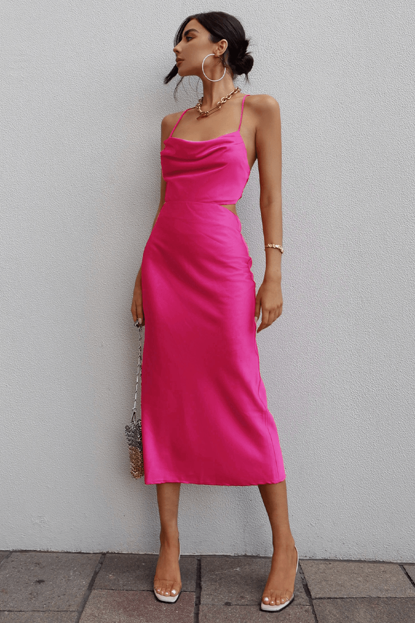 hot pink slip dress